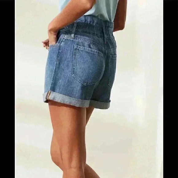 Banana Republic Petite High-Rise Pieced Pull-On Denim Short - Picture 2 of 9